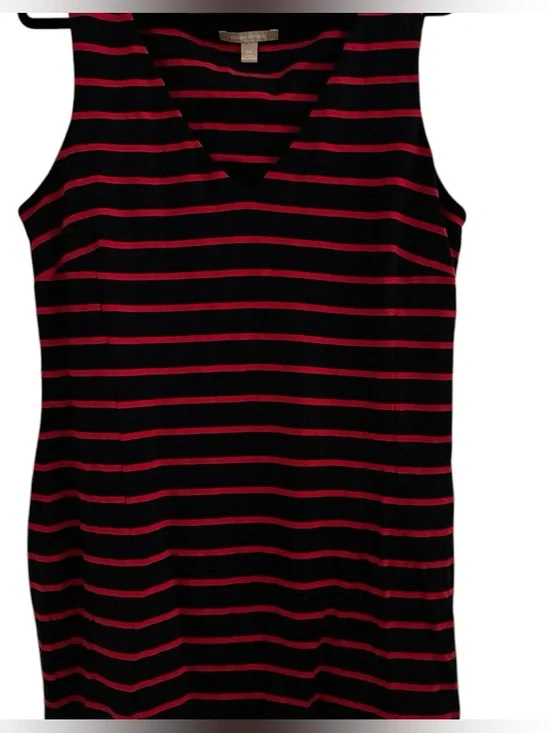 Banana Republic Striped V-Neck Midi Dress, P2P:19-21”, L:36 - Picture 2 of 8
